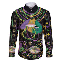 Mardi Gras Lips Queen Beads Family Matching Puletasi and Hawaiian Shirt