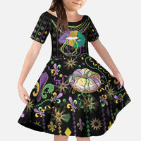 Mardi Gras Lips Queen Beads Family Matching Short Sleeve Bodycon Dress and Hawaiian Shirt - Wonder Print Shop