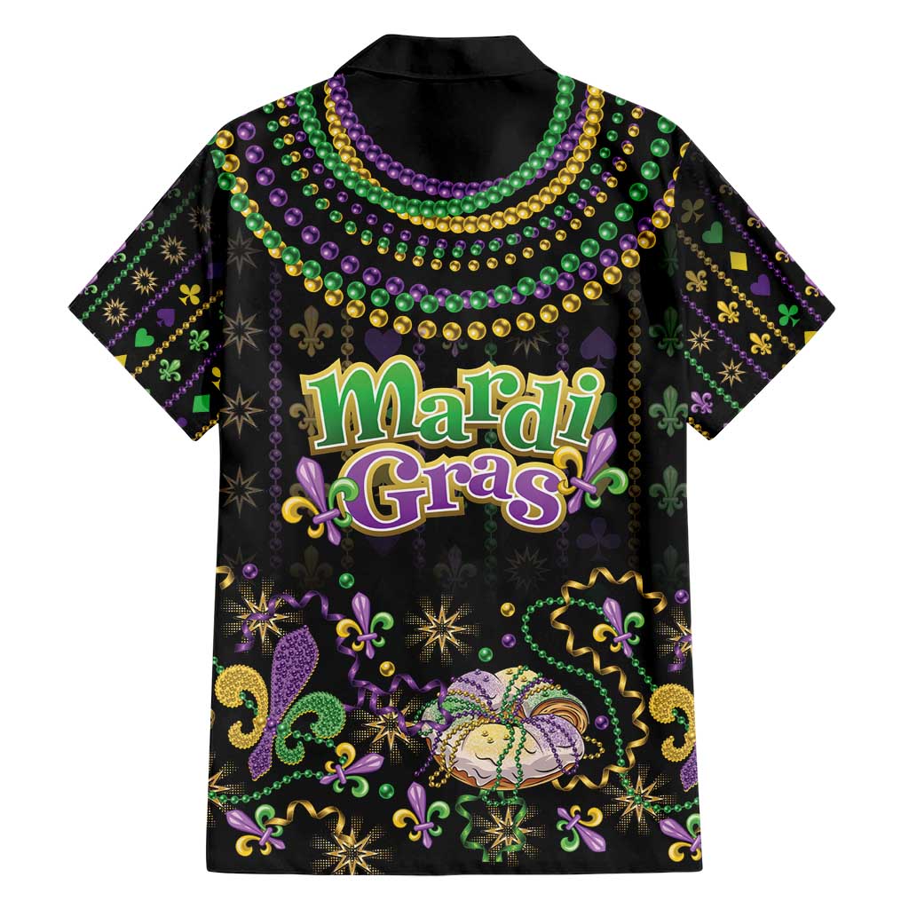 Mardi Gras Lips Queen Beads Family Matching Short Sleeve Bodycon Dress and Hawaiian Shirt - Wonder Print Shop
