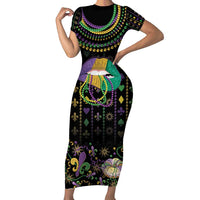 Mardi Gras Lips Queen Beads Family Matching Short Sleeve Bodycon Dress and Hawaiian Shirt - Wonder Print Shop