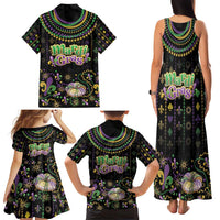 Mardi Gras Lips Queen Beads Family Matching Tank Maxi Dress and Hawaiian Shirt - Wonder Print Shop