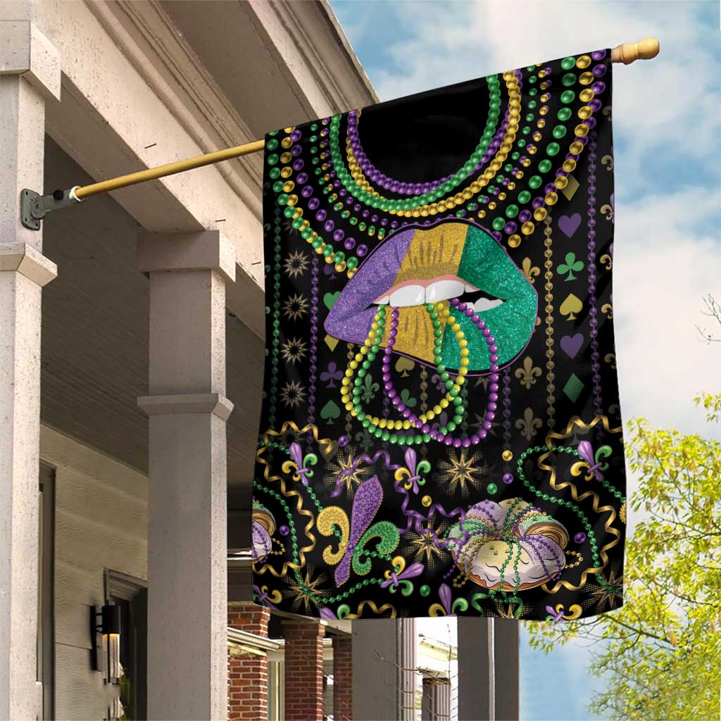 Mardi Gras Lips Queen Beads Garden Flag - Wonder Print Shop