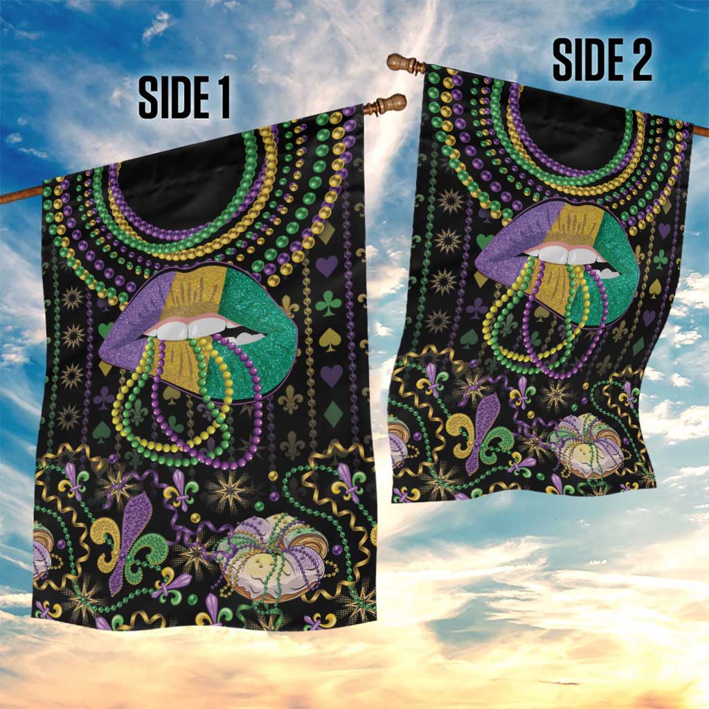 Mardi Gras Lips Queen Beads Garden Flag - Wonder Print Shop