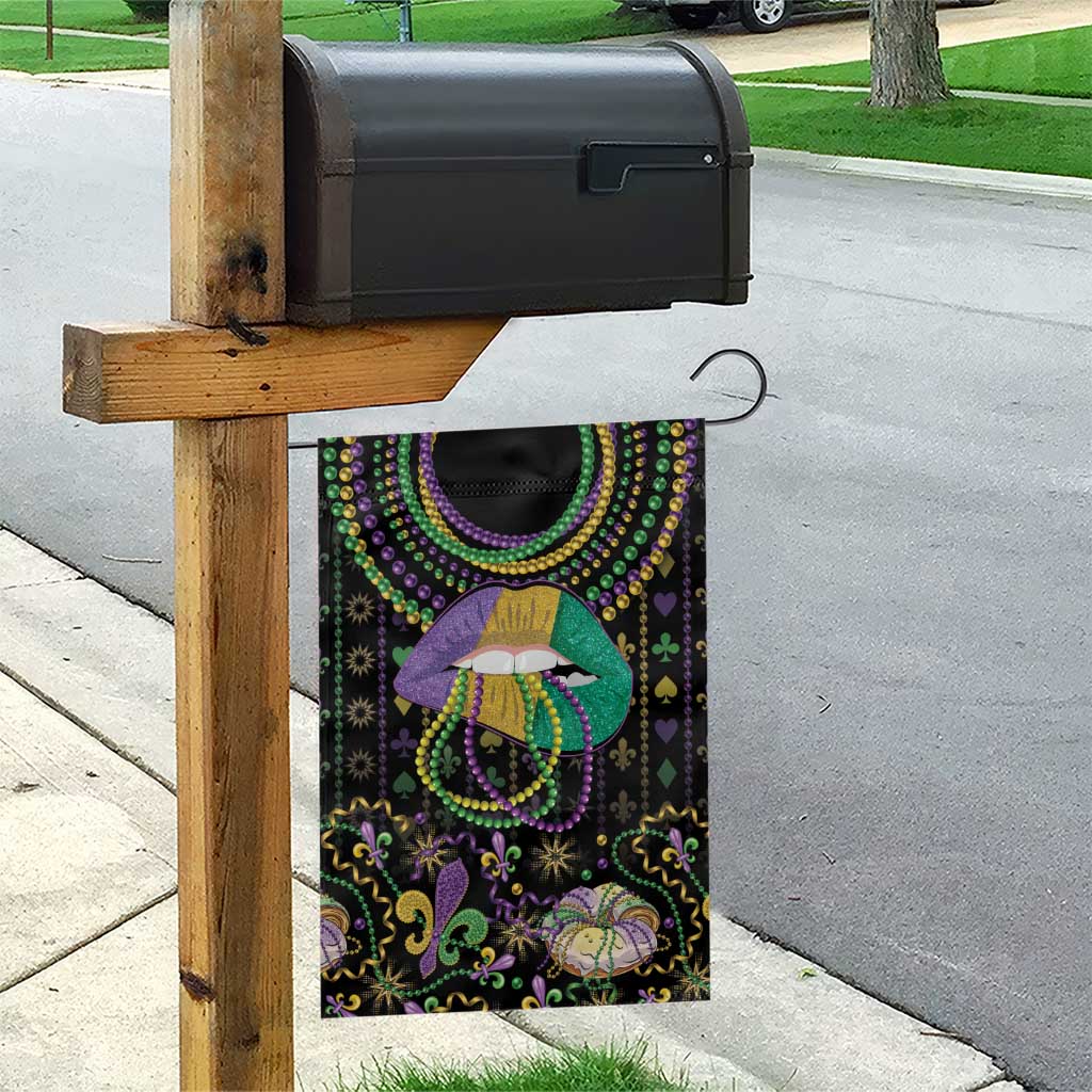 Mardi Gras Lips Queen Beads Garden Flag - Wonder Print Shop