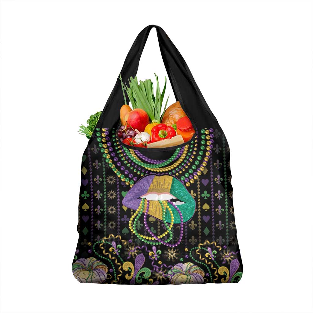 Mardi Gras Lips Queen Beads Grocery Bag