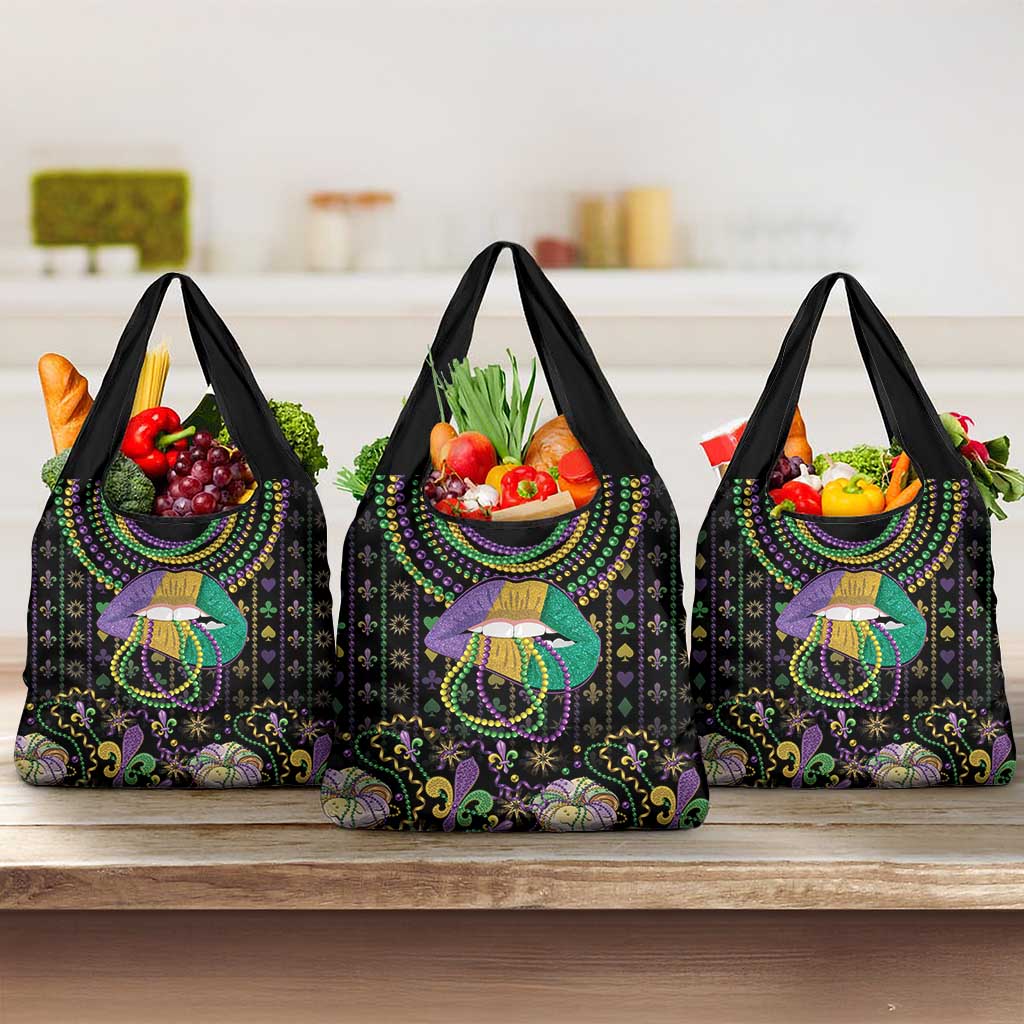 Mardi Gras Lips Queen Beads Grocery Bag