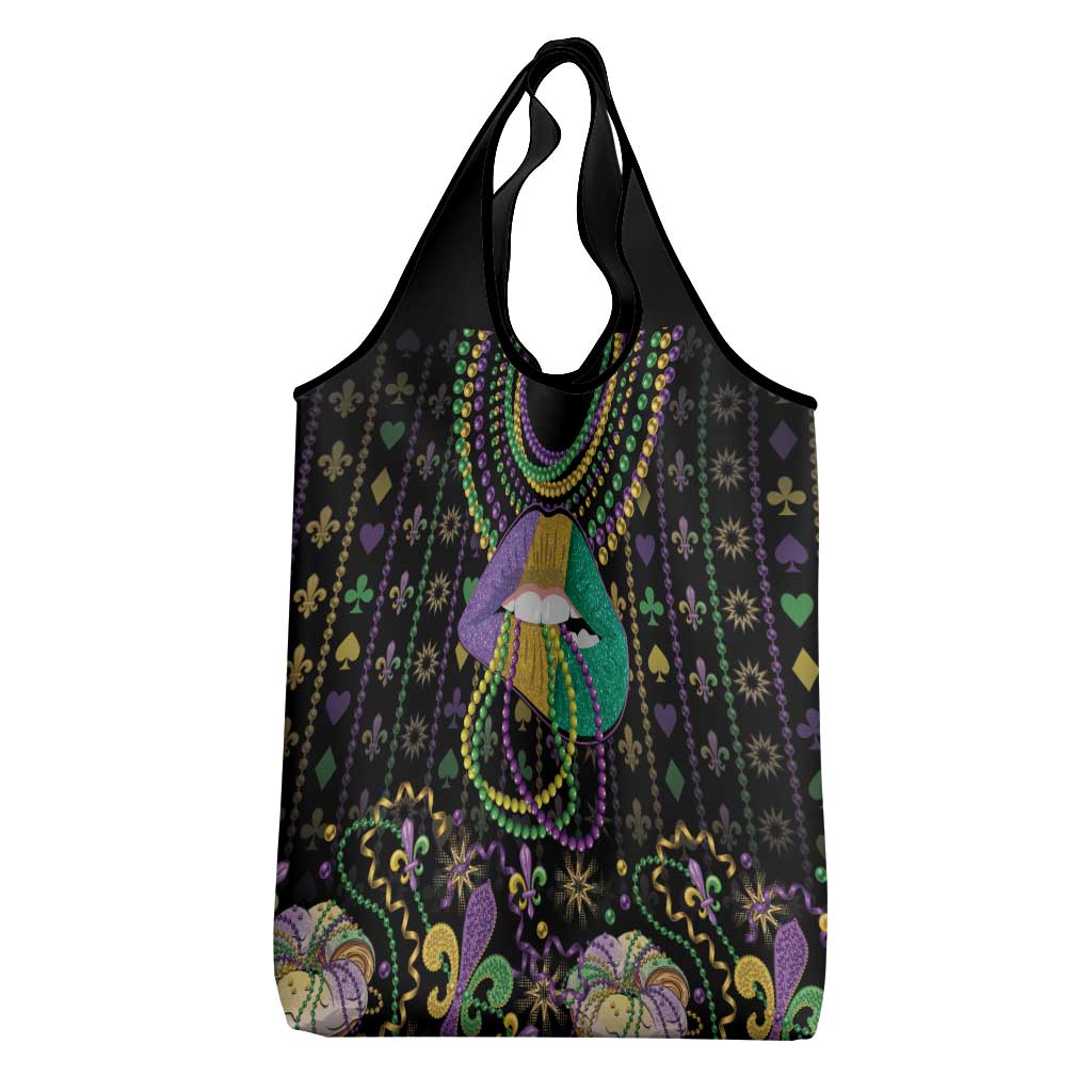 Mardi Gras Lips Queen Beads Grocery Bag
