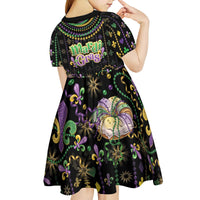 Mardi Gras Lips Queen Beads Kid Short Sleeve Dress - Wonder Print Shop