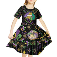Mardi Gras Lips Queen Beads Kid Short Sleeve Dress - Wonder Print Shop
