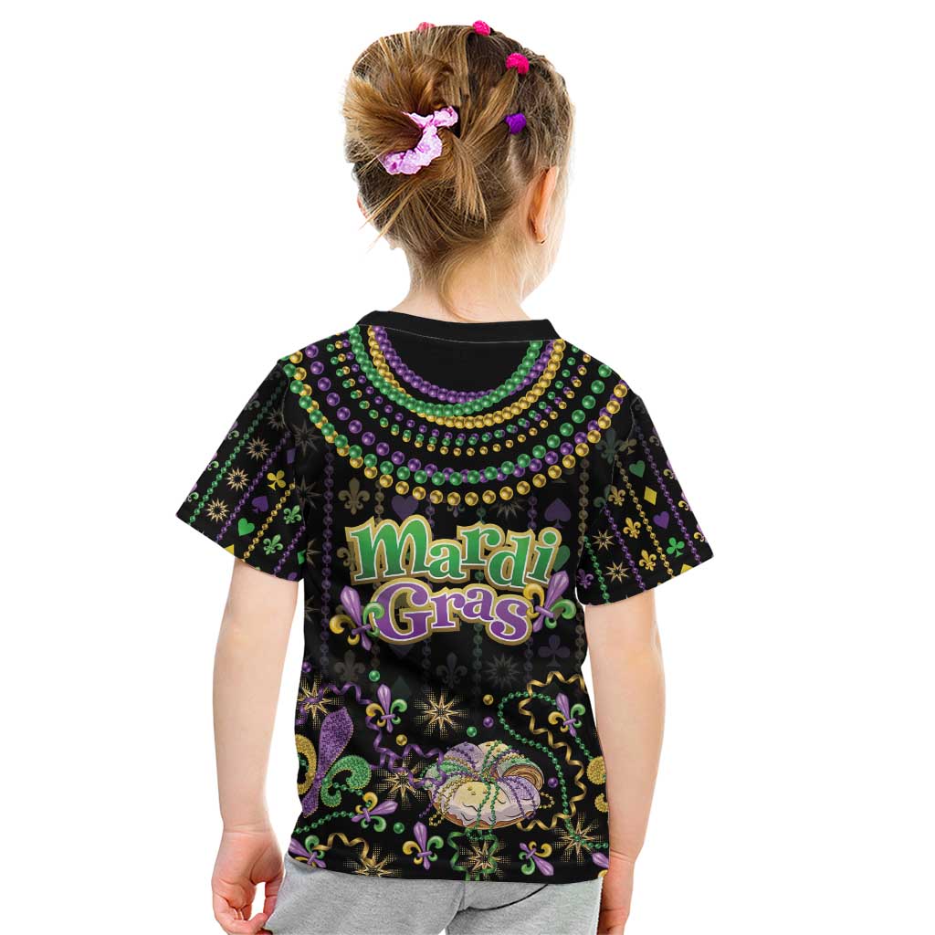 Mardi Gras Lips Queen Beads Kid T Shirt - Wonder Print Shop