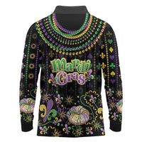 Mardi Gras Lips Queen Beads Long Sleeve Polo Shirt - Wonder Print Shop