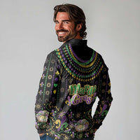 Mardi Gras Lips Queen Beads Long Sleeve Polo Shirt - Wonder Print Shop