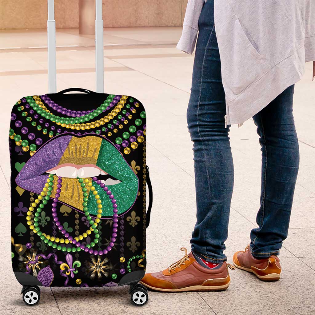 Mardi Gras Lips Queen Beads Luggage Cover - Wonder Print Shop