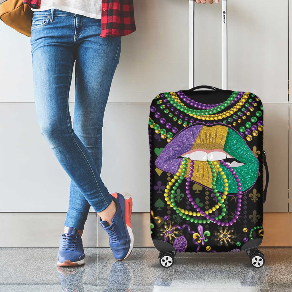 Mardi Gras Lips Queen Beads Luggage Cover - Wonder Print Shop