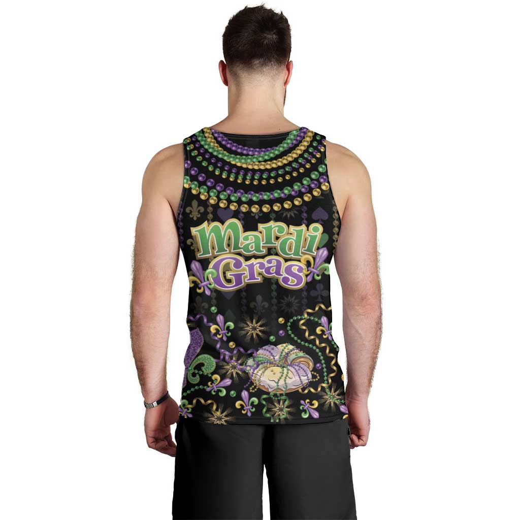 Mardi Gras Lips Queen Beads Men Tank Top - Wonder Print Shop