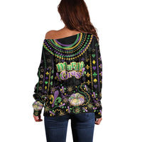 Mardi Gras Lips Queen Beads Off Shoulder Sweater - Wonder Print Shop