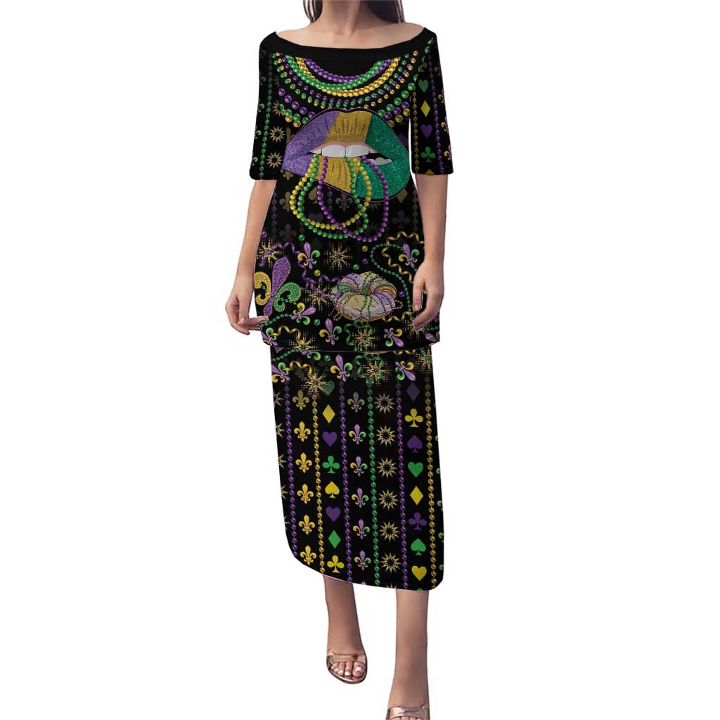 Mardi Gras Lips Queen Beads Puletasi - Wonder Print Shop
