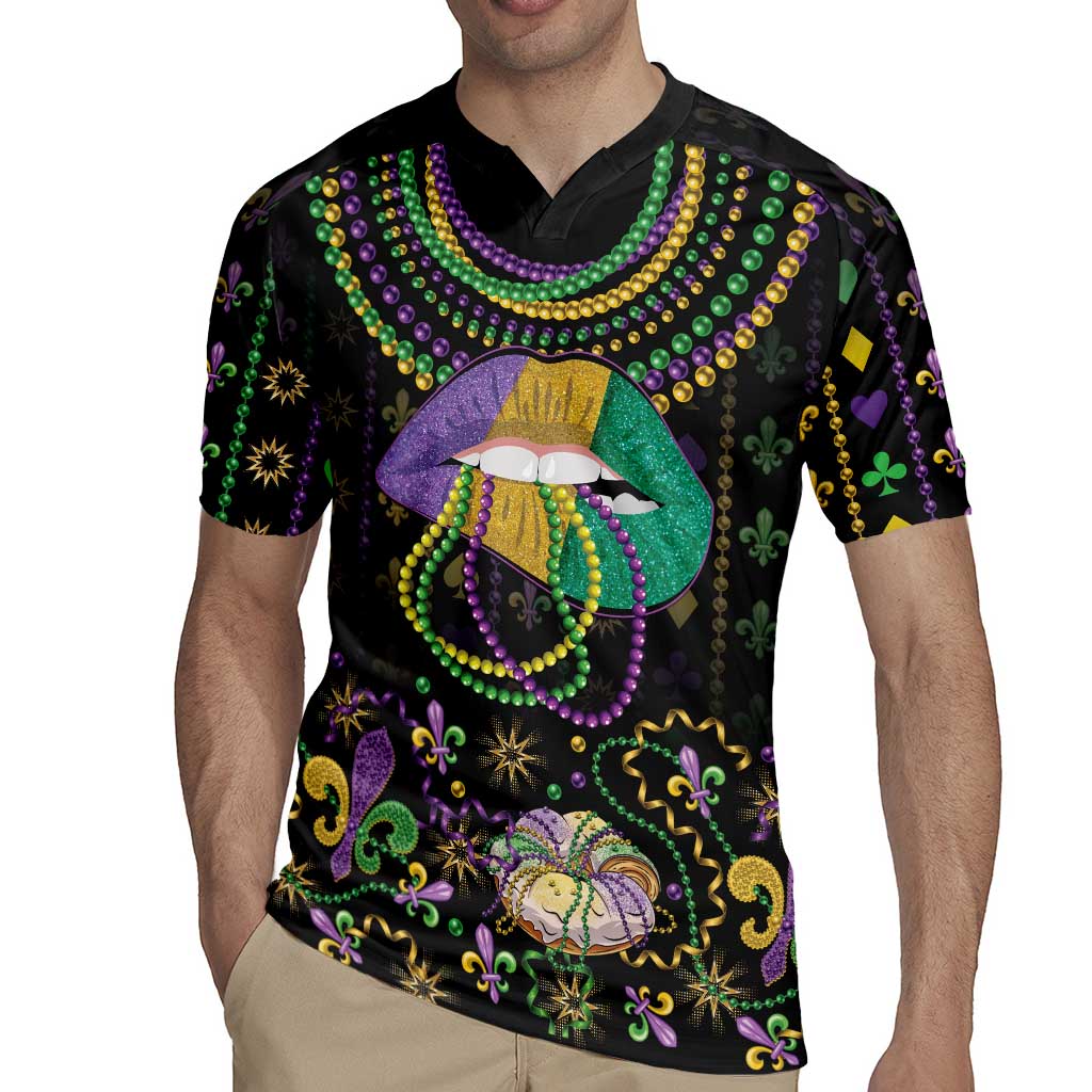 Mardi Gras Lips Queen Beads Rugby Jersey - Wonder Print Shop
