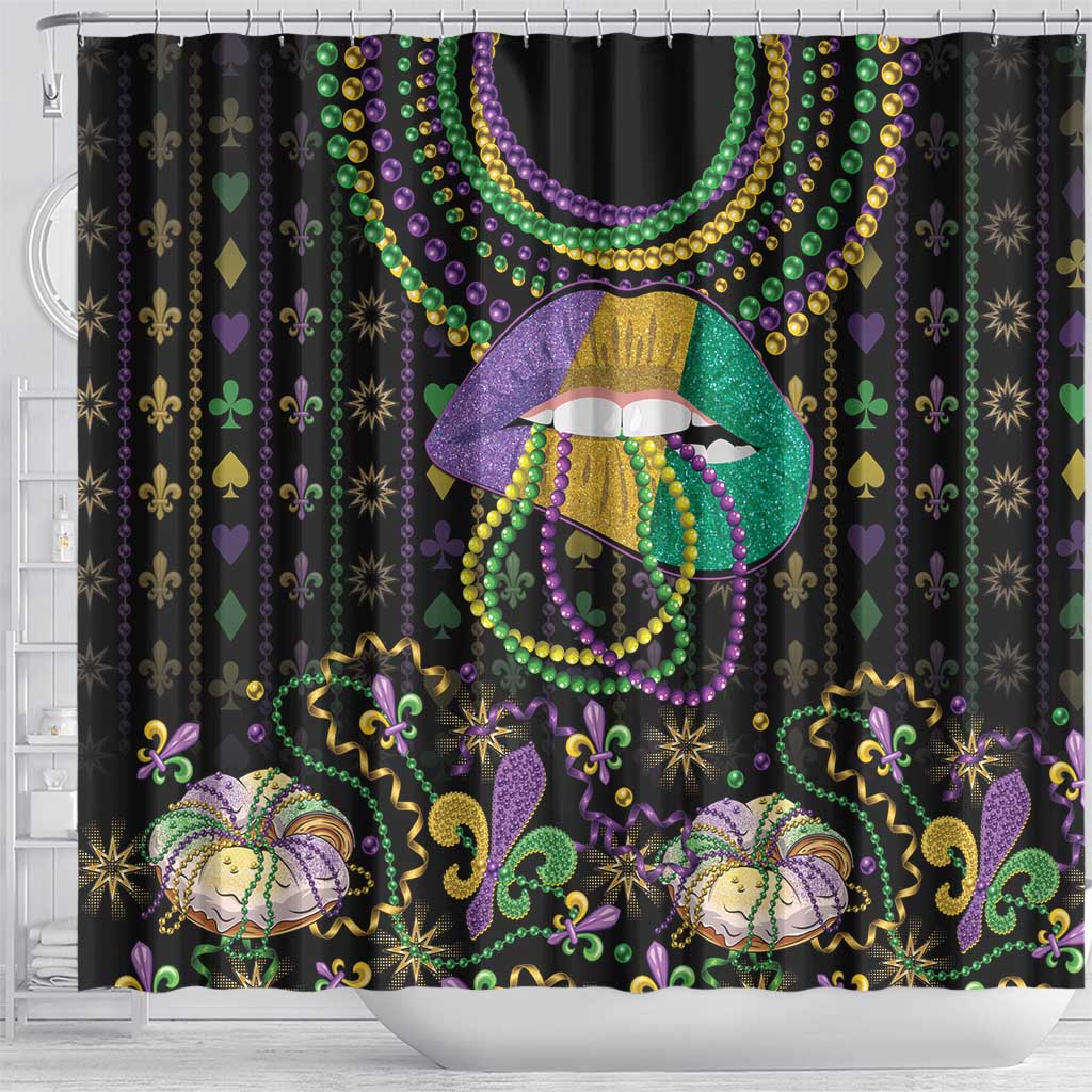 Mardi Gras Lips Queen Beads Shower Curtain - Wonder Print Shop