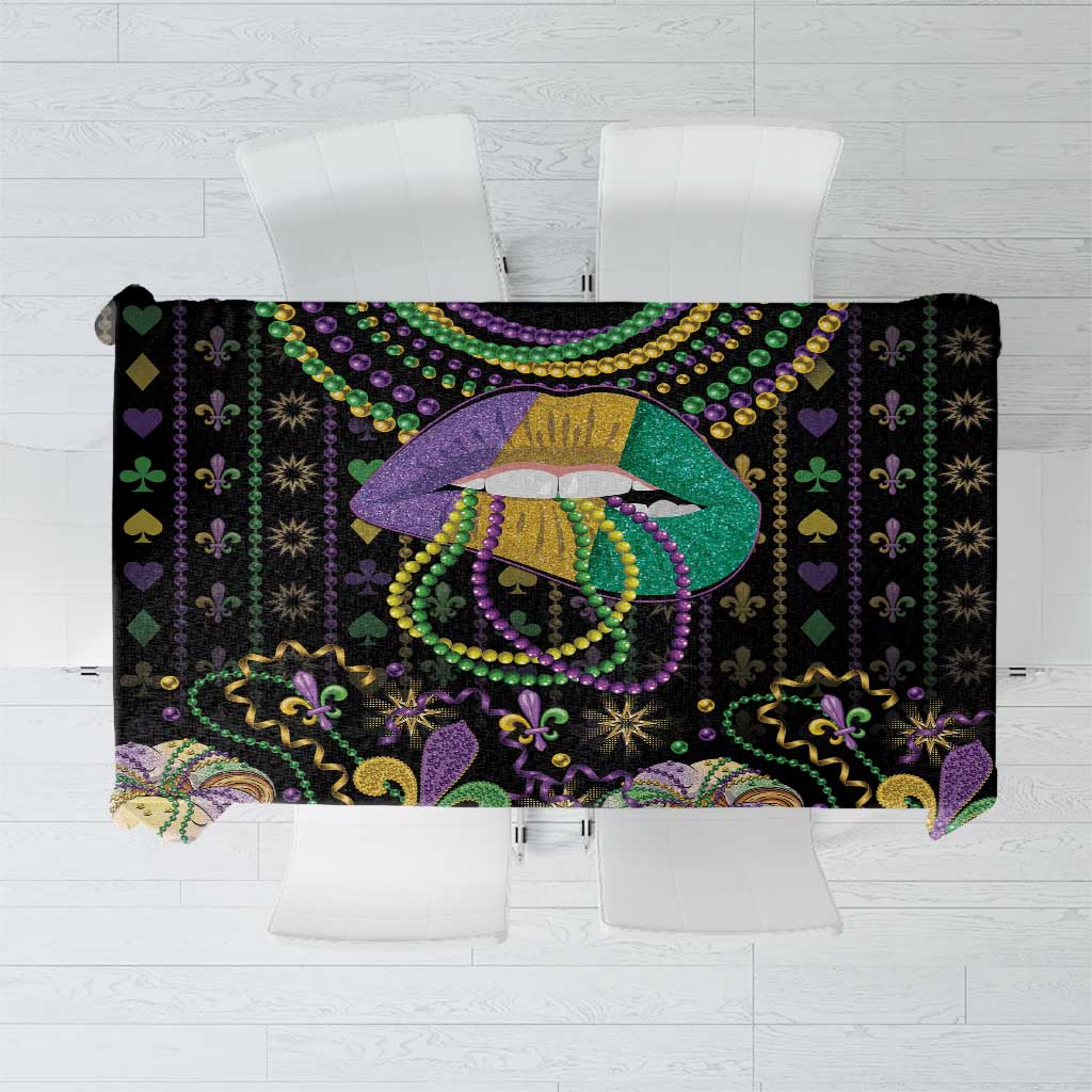Mardi Gras Lips Queen Beads Tablecloth - Wonder Print Shop