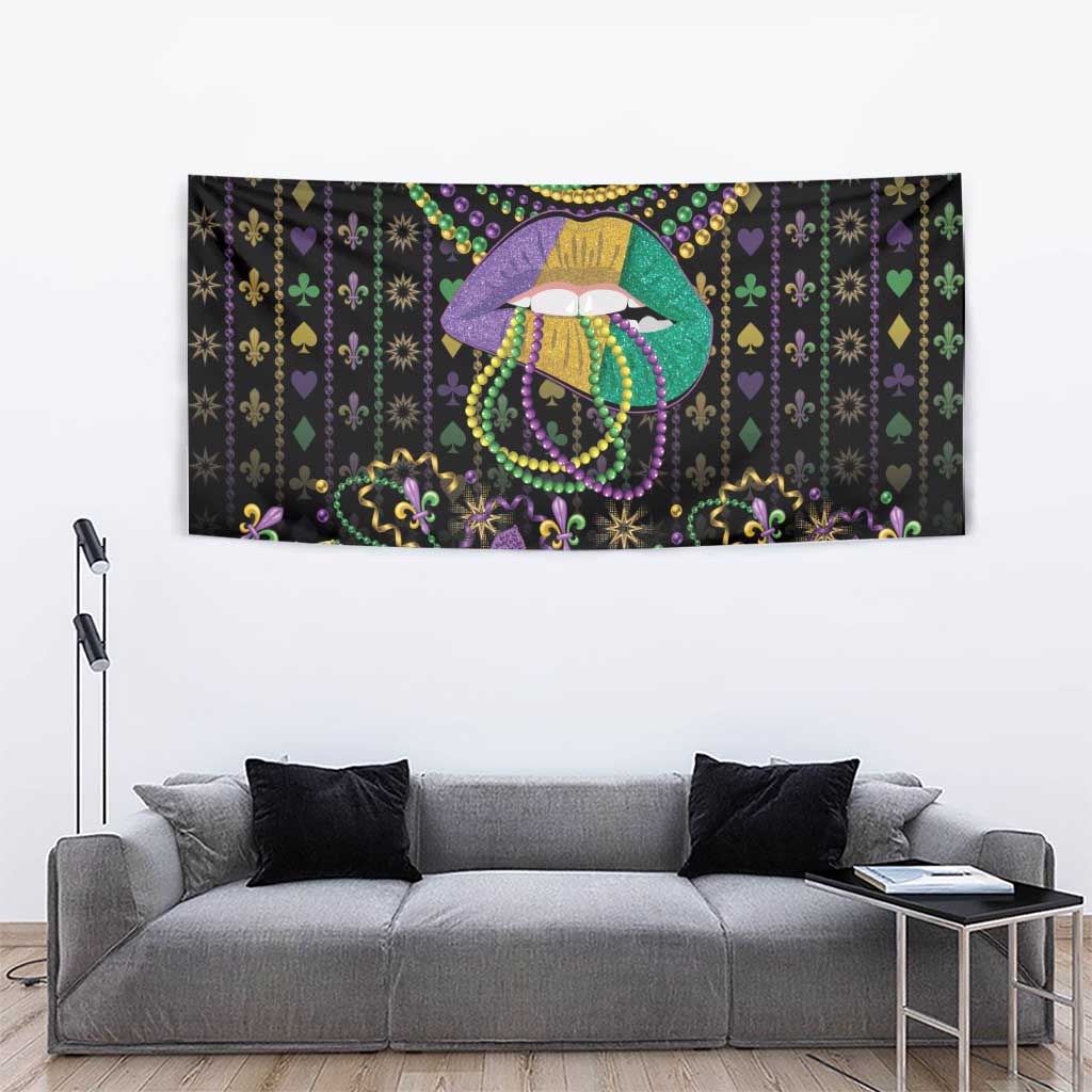 Mardi Gras Lips Queen Beads Tapestry - Wonder Print Shop