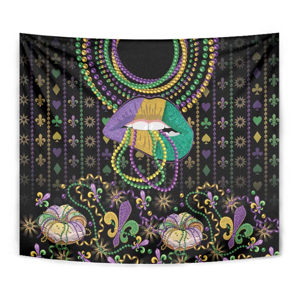 Mardi Gras Lips Queen Beads Tapestry - Wonder Print Shop