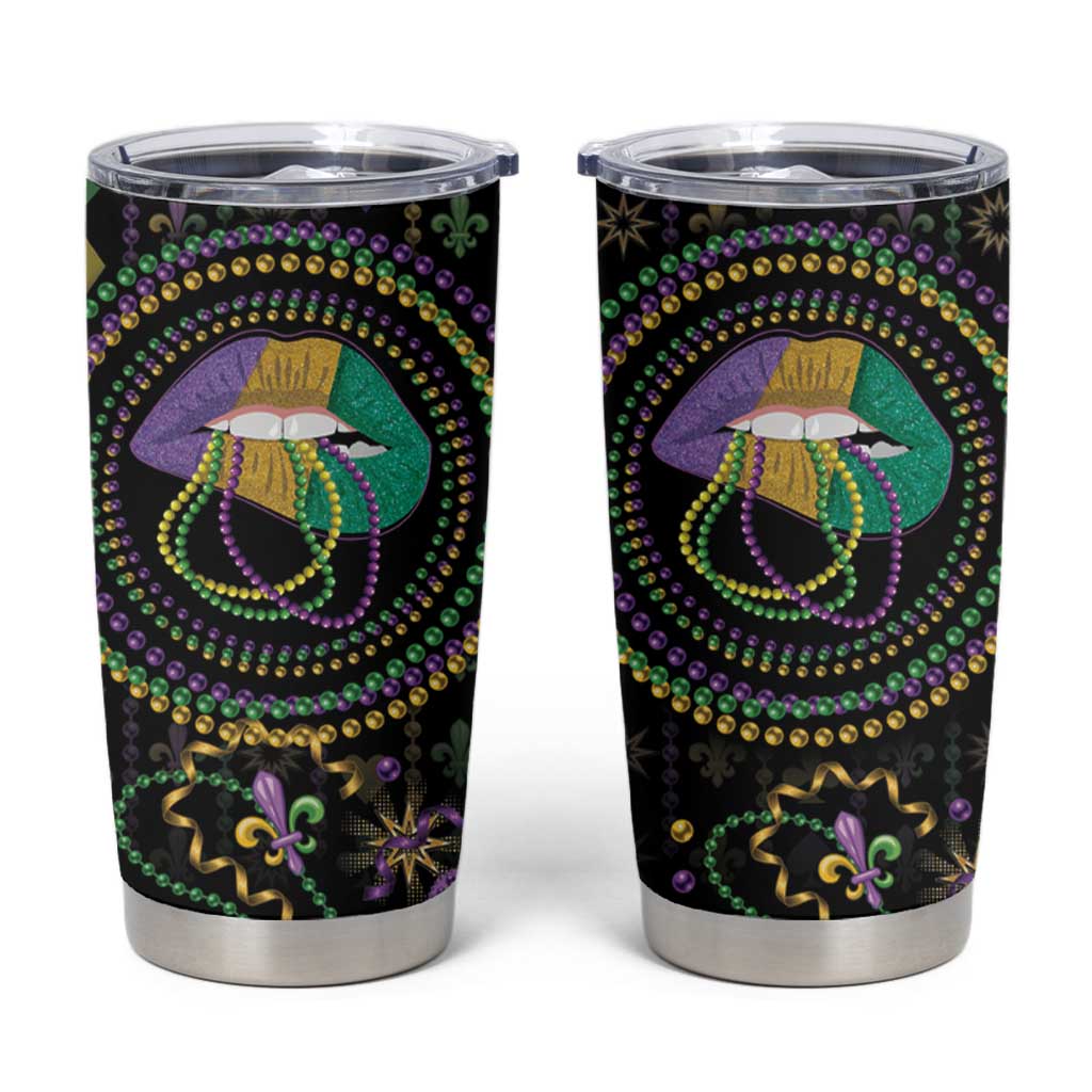 Mardi Gras Lips Queen Beads Tumbler Cup - Wonder Print Shop