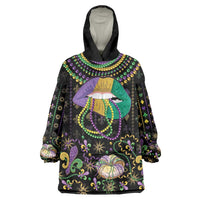 Mardi Gras Lips Queen Beads Wearable Blanket Hoodie - Wonder Print Shop