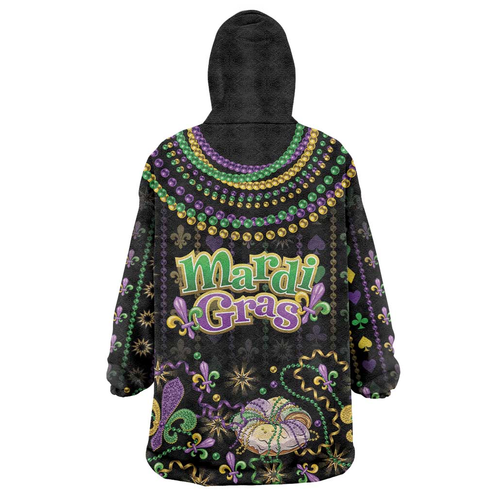 Mardi Gras Lips Queen Beads Wearable Blanket Hoodie - Wonder Print Shop