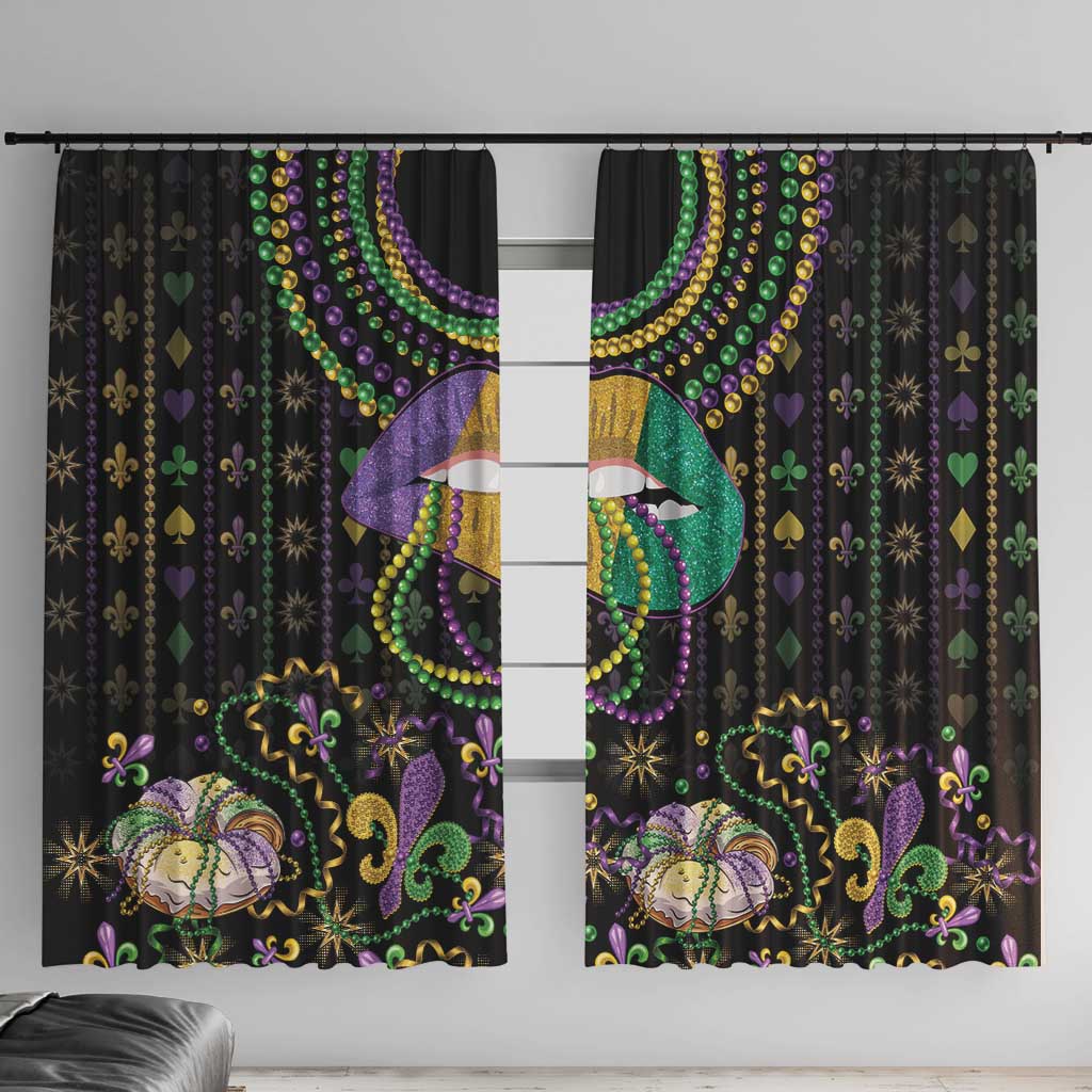 Mardi Gras Lips Queen Beads Window Curtain - Wonder Print Shop