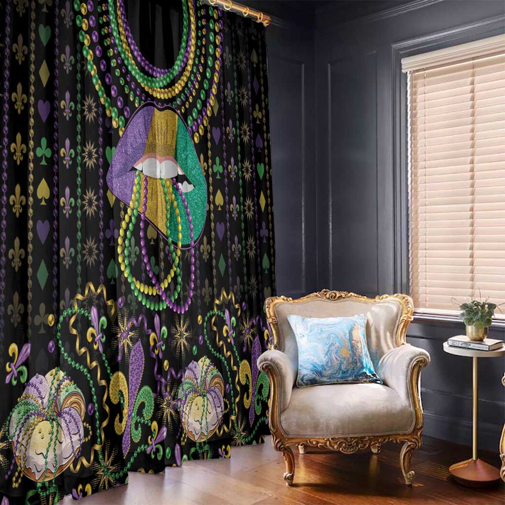 Mardi Gras Lips Queen Beads Window Curtain - Wonder Print Shop