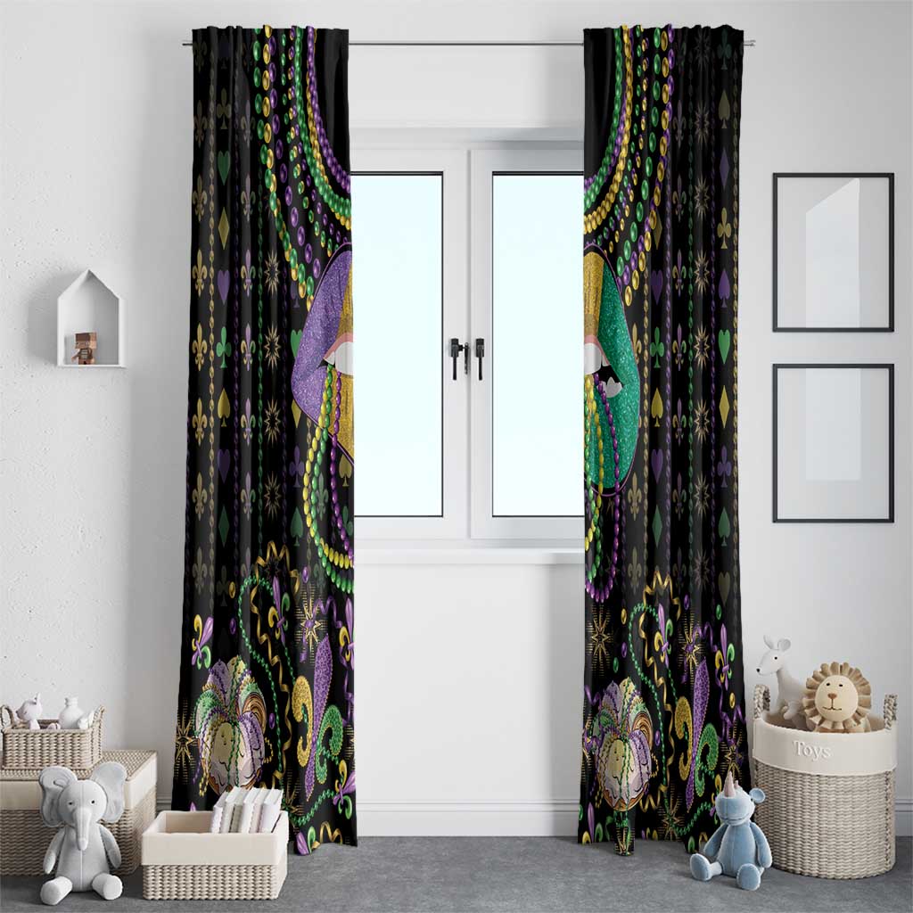 Mardi Gras Lips Queen Beads Window Curtain - Wonder Print Shop