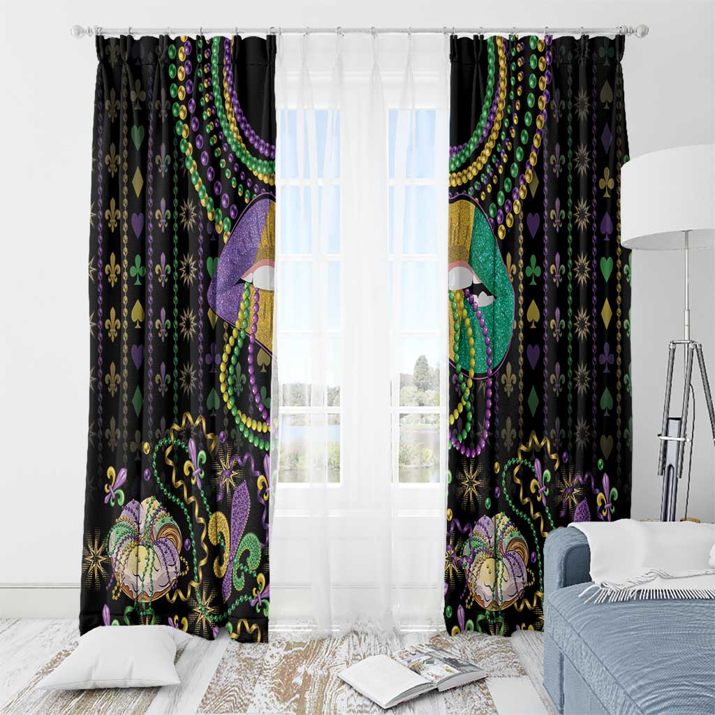 Mardi Gras Lips Queen Beads Window Curtain - Wonder Print Shop