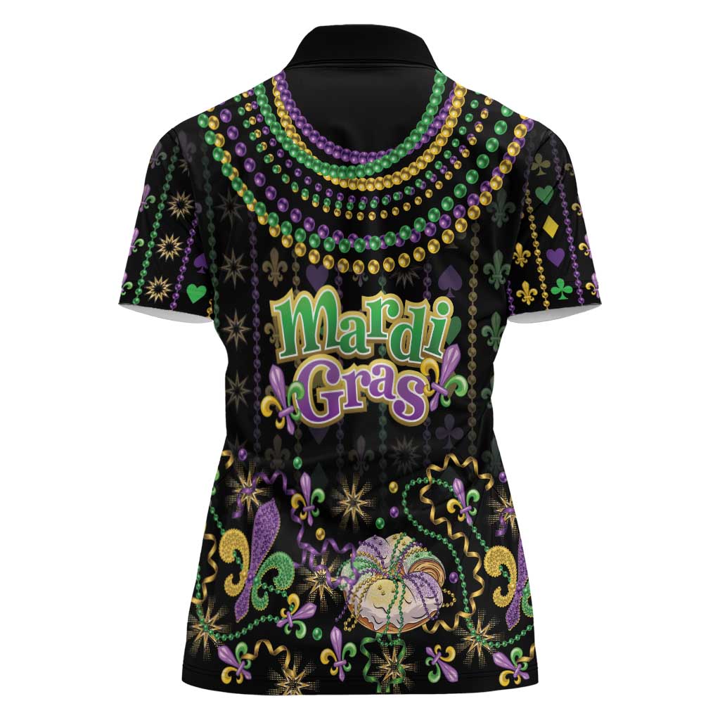 Mardi Gras Lips Queen Beads Women Polo Shirt - Wonder Print Shop
