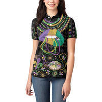 Mardi Gras Lips Queen Beads Women Polo Shirt - Wonder Print Shop