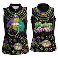 Mardi Gras Lips Queen Beads Women Sleeveless Polo Shirt - Wonder Print Shop