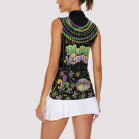 Mardi Gras Lips Queen Beads Women Sleeveless Polo Shirt - Wonder Print Shop