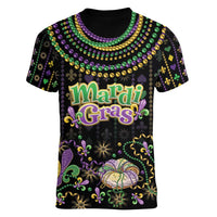 Mardi Gras Lips Queen Beads Women V-Neck T-Shirt - Wonder Print Shop