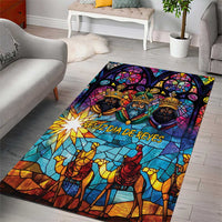 Epiphany Three Kings Day Area Rug Stained Glass Window Style