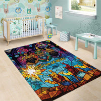 Epiphany Three Kings Day Area Rug Stained Glass Window Style