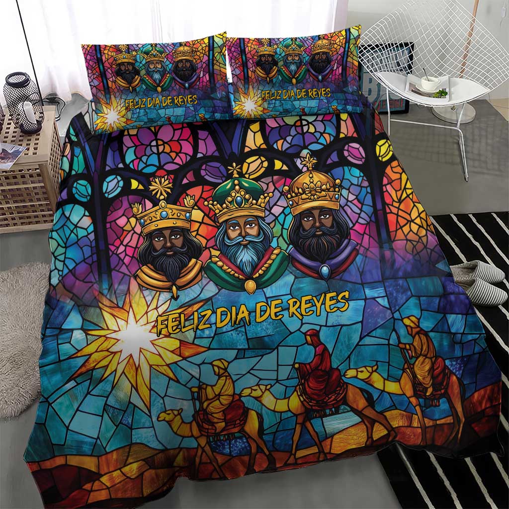Epiphany Three Kings Day Bedding Set Stained Glass Window Style