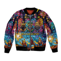 Epiphany Three Kings Day Bomber Jacket Stained Glass Window Style
