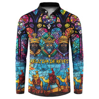Epiphany Three Kings Day Button Sweatshirt Stained Glass Window Style