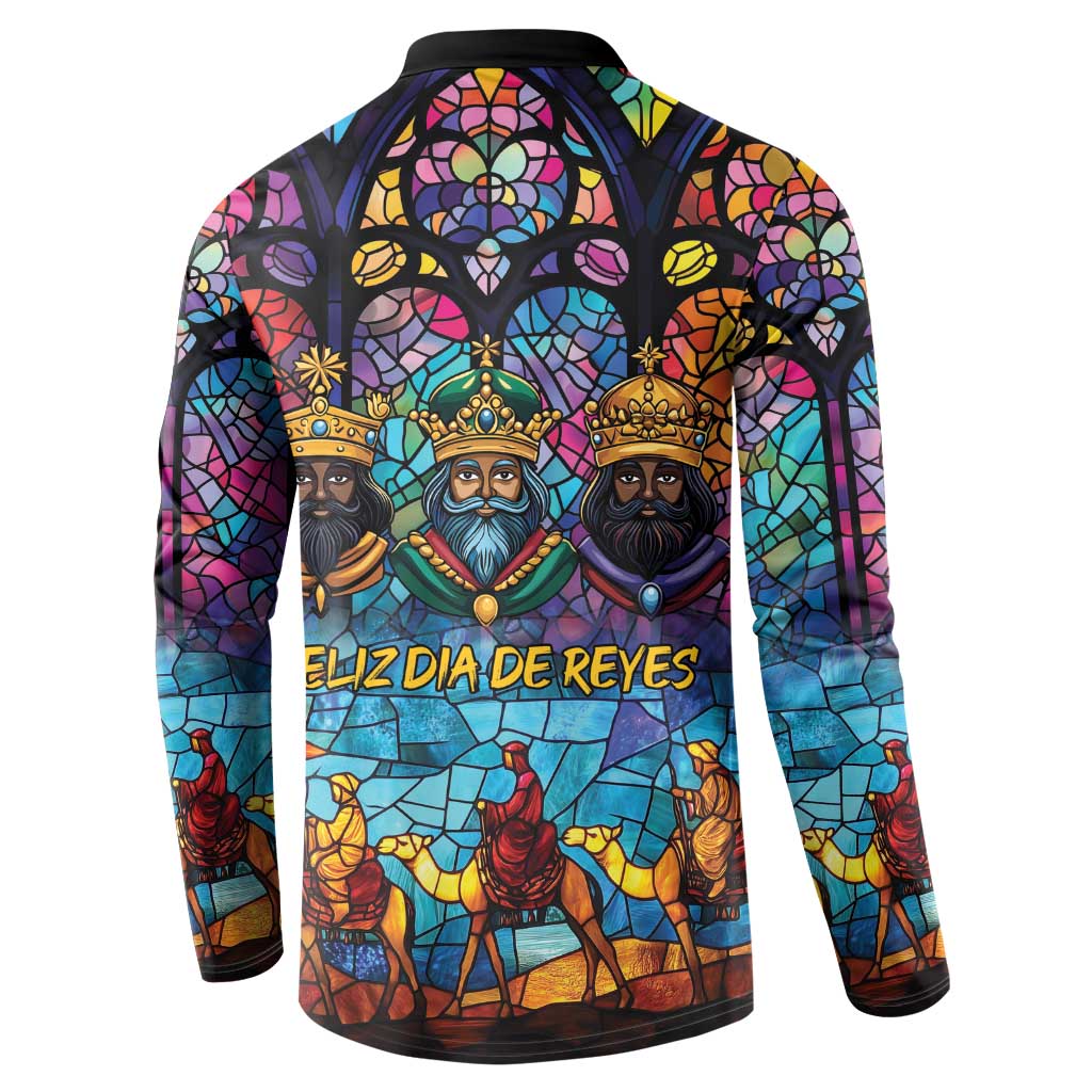 Epiphany Three Kings Day Button Sweatshirt Stained Glass Window Style