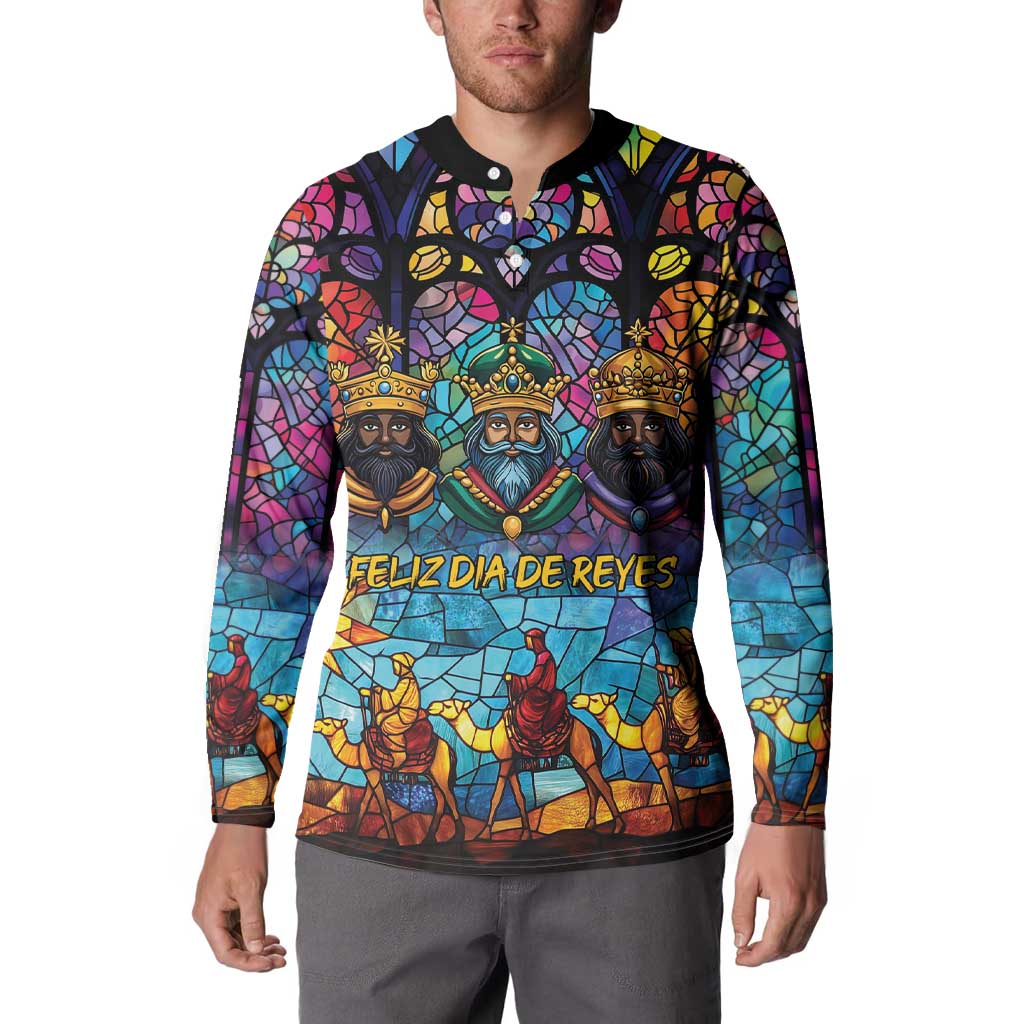 Epiphany Three Kings Day Button Sweatshirt Stained Glass Window Style