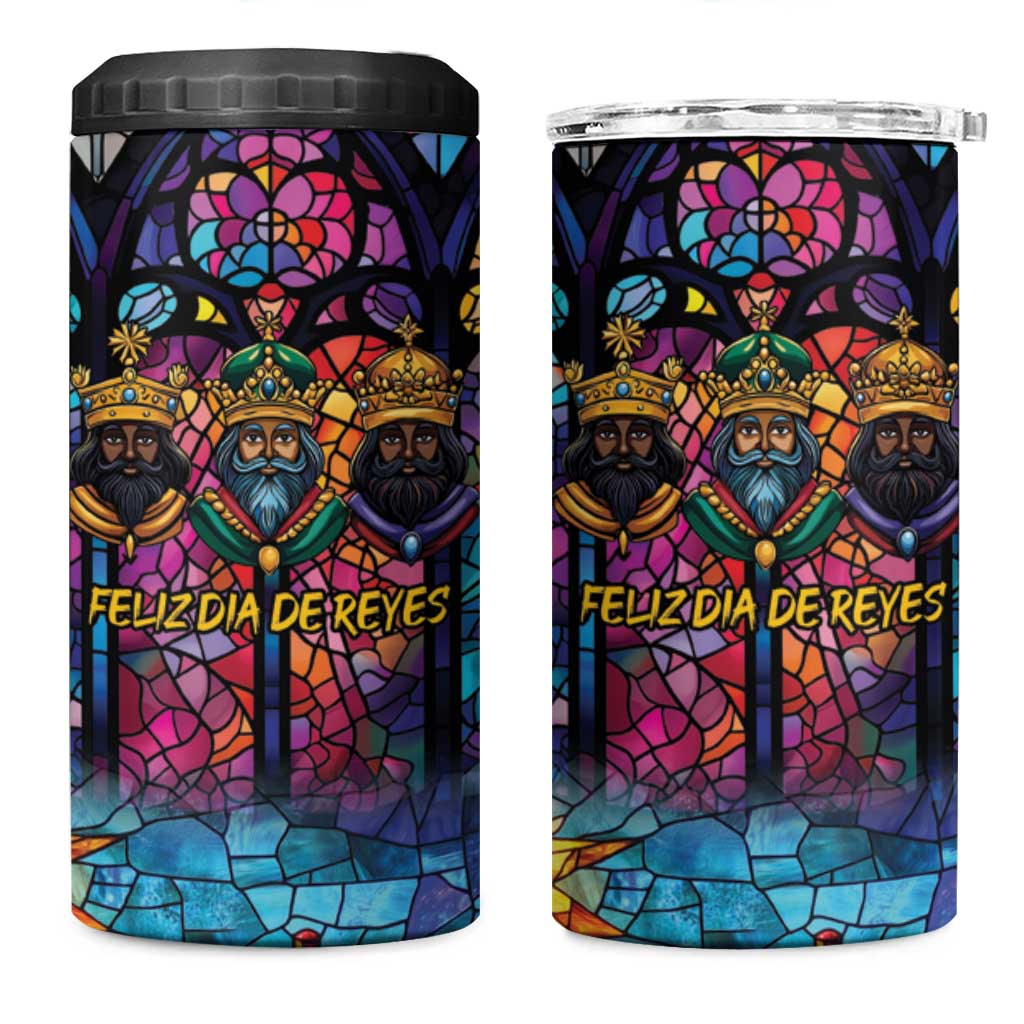 Epiphany Three Kings Day 4 in 1 Can Cooler Tumbler Stained Glass Window Style