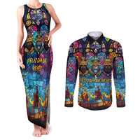 Epiphany Three Kings Day Couples Matching Tank Maxi Dress and Long Sleeve Button Shirt Stained Glass Window Style