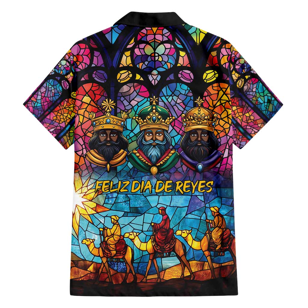 Epiphany Three Kings Day Family Matching Long Sleeve Bodycon Dress and Hawaiian Shirt Stained Glass Window Style