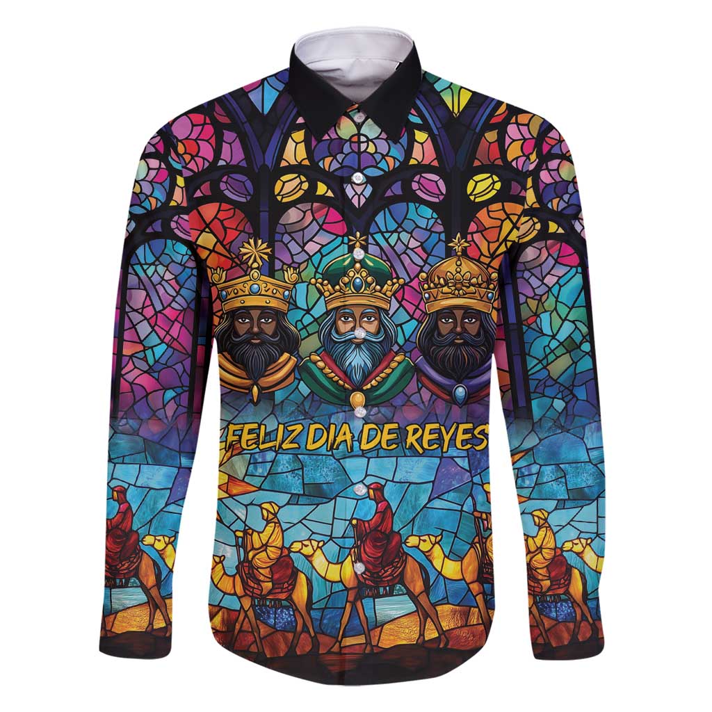 Epiphany Three Kings Day Family Matching Long Sleeve Bodycon Dress and Hawaiian Shirt Stained Glass Window Style