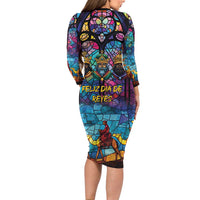 Epiphany Three Kings Day Family Matching Long Sleeve Bodycon Dress and Hawaiian Shirt Stained Glass Window Style